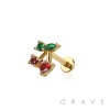 CZ CHERRY TOP 316L SURGICAL STEEL THREADLESS (PUSH IN ) LABRET SET